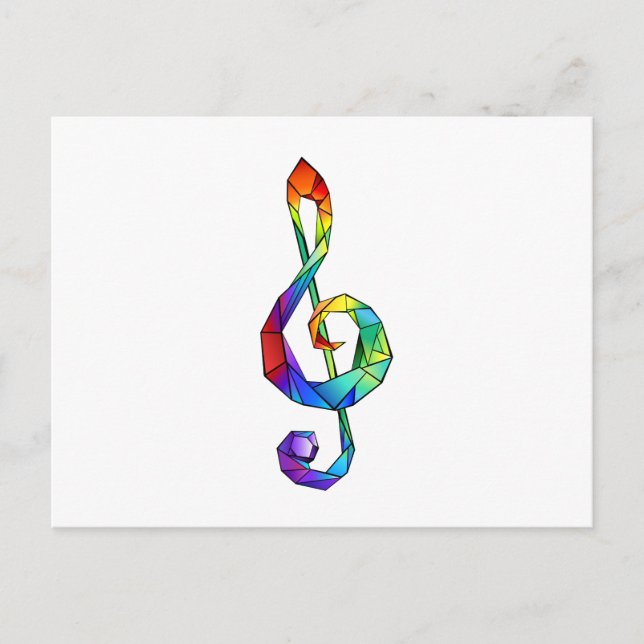 Rainbow Musical Key treble clef Invitation Postcard (Front)