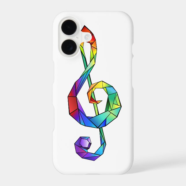 Rainbow musical key treble clef iPhone case (Back)