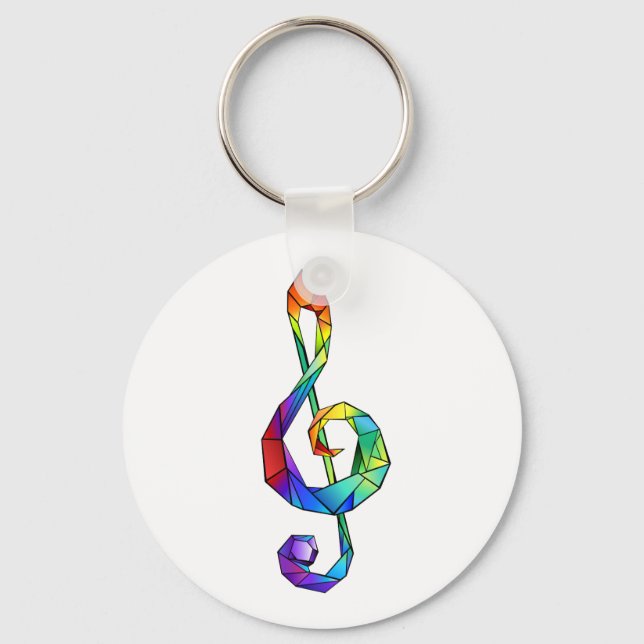 Rainbow Musical Key treble clef Key Ring (Front)