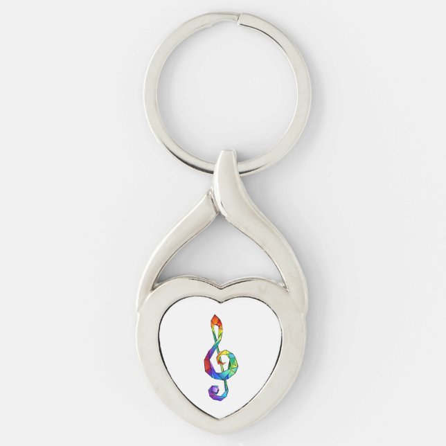 Rainbow musical key treble clef key ring (Front)