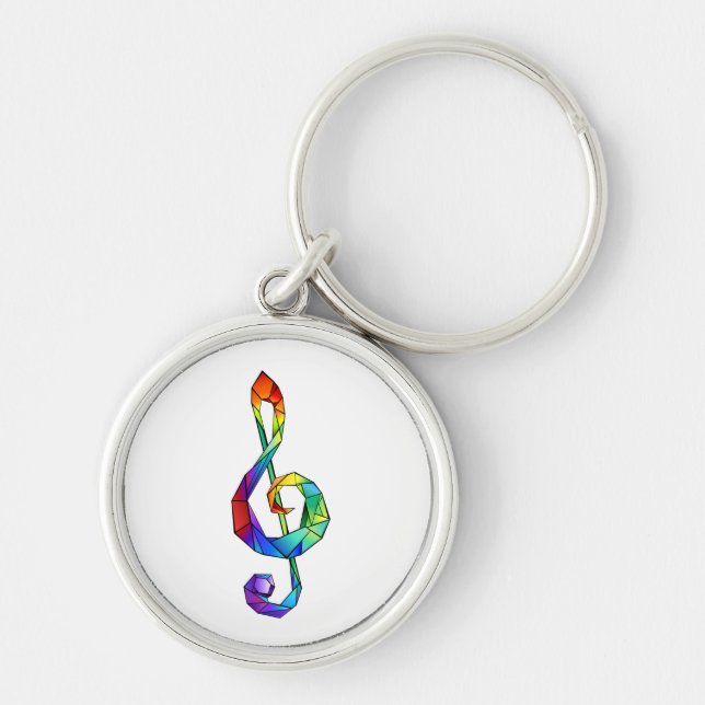 Rainbow musical key treble clef key ring (Front)