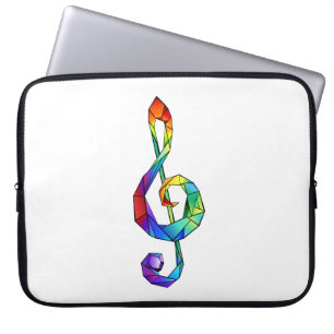 Rainbow musical key treble clef laptop sleeve