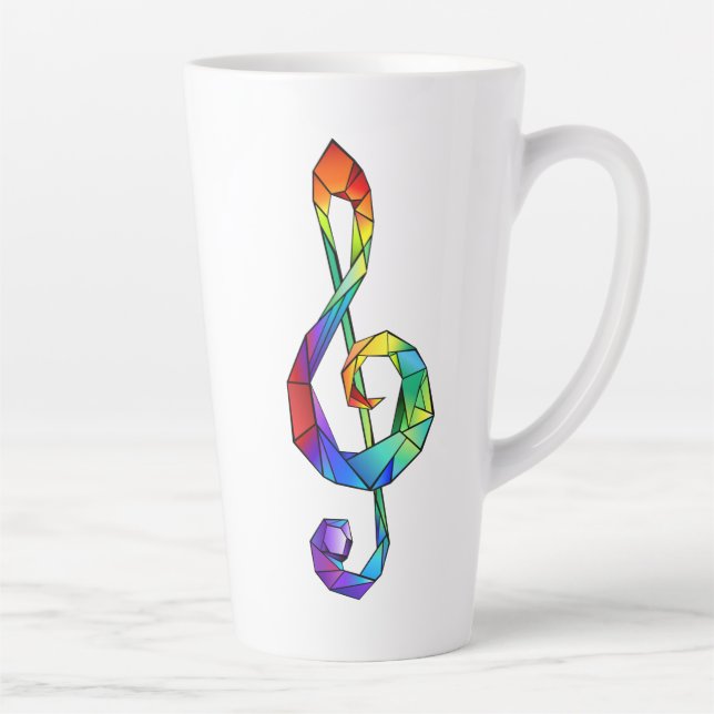 Rainbow musical key treble clef latte mug (Right)