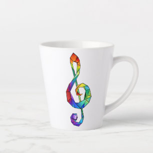 Rainbow musical key treble clef latte mug