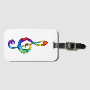 Rainbow musical key treble clef luggage tag