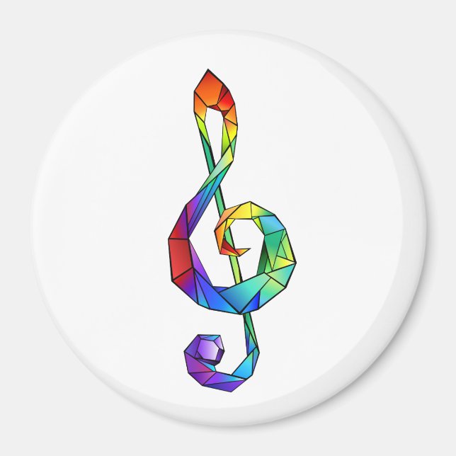 Rainbow musical key treble clef magnet (Front)