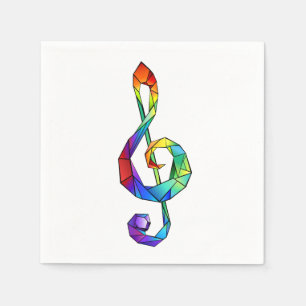 Rainbow Musical Key treble clef Napkin
