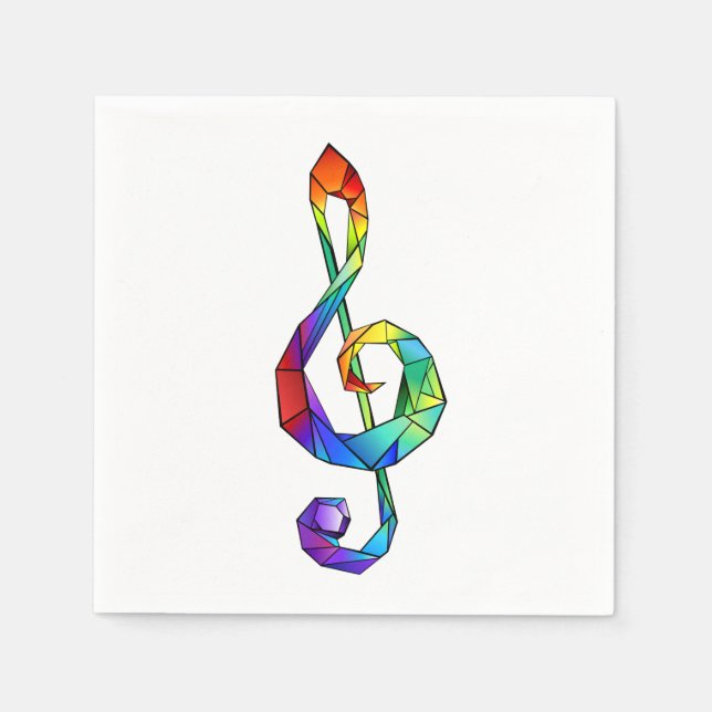 Rainbow Musical Key treble clef Napkin (Front)
