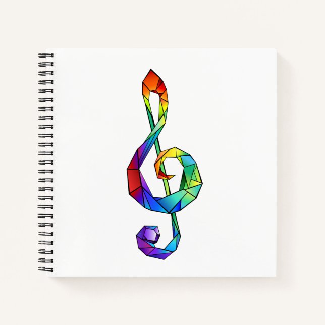 Rainbow musical key treble clef notebook (Front)