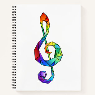 Rainbow musical key treble clef notebook