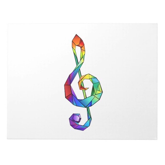 Rainbow musical key treble clef notepad (Front)