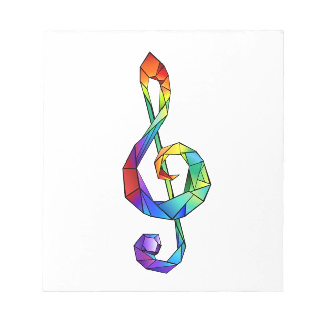Rainbow musical key treble clef notepad (Front)