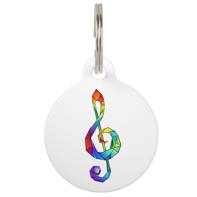 Rainbow musical key treble clef pet tag (Front)