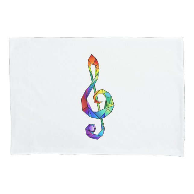 Rainbow musical key treble clef pillowcase (Front-Left)