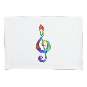 Rainbow musical key treble clef pillowcase