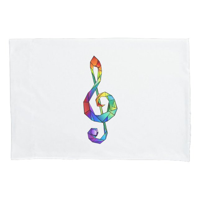 Rainbow musical key treble clef pillowcase (Front)