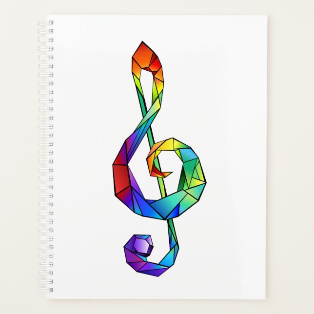 Rainbow musical key treble clef planner (Front)