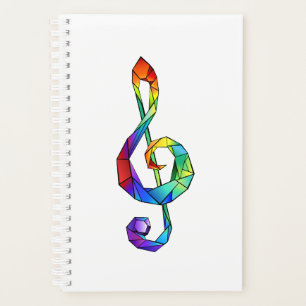 Rainbow musical key treble clef planner