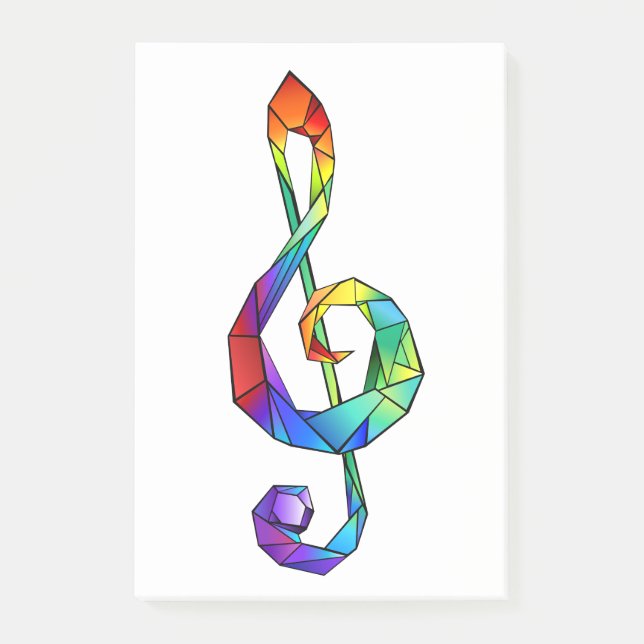 Rainbow musical key treble clef post-it notes (Front)
