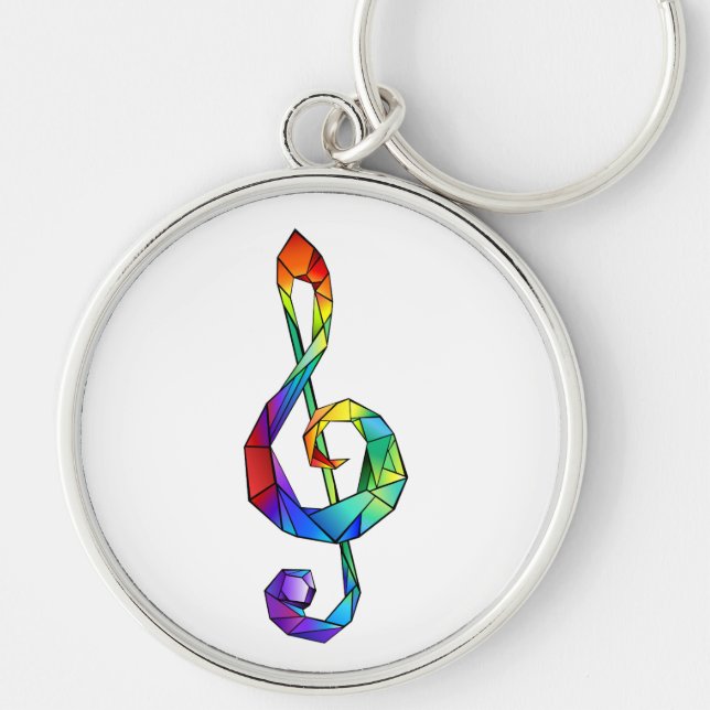 Rainbow musical key treble clef ring (Front)