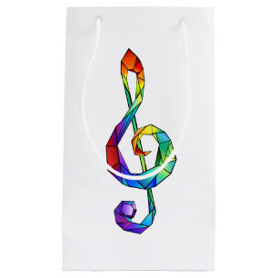 Rainbow musical key treble clef small gift bag