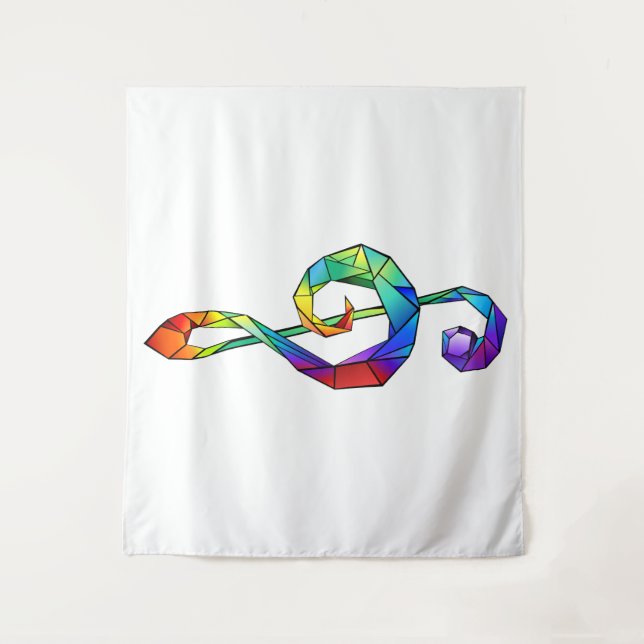 Rainbow musical key treble clef tapestry (Front)