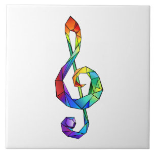 Rainbow musical key treble clef tile