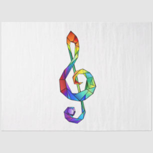 Rainbow musical key treble clef tissue paper