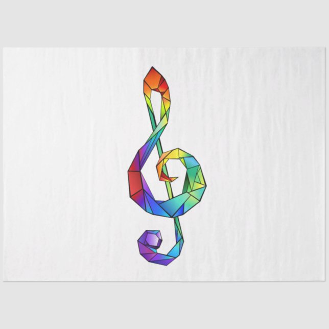 Rainbow musical key treble clef tissue paper (Front)