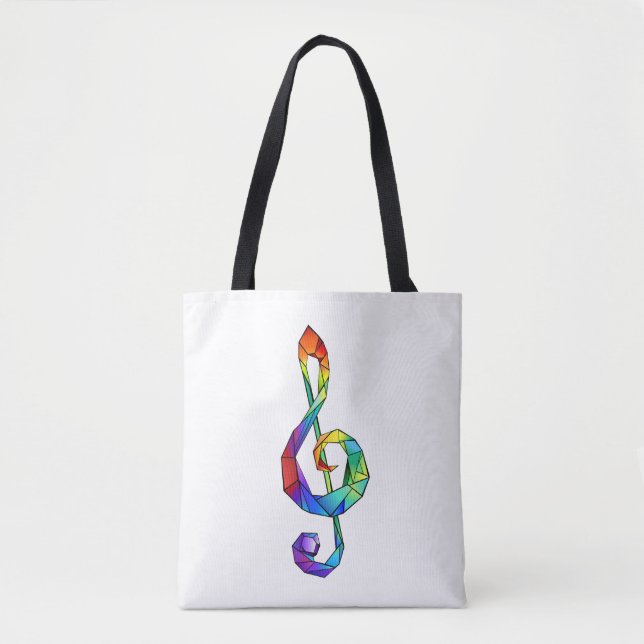 Rainbow Musical Key treble clef Tote Bag (Front)