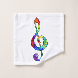 Rainbow musical key treble clef wash cloth