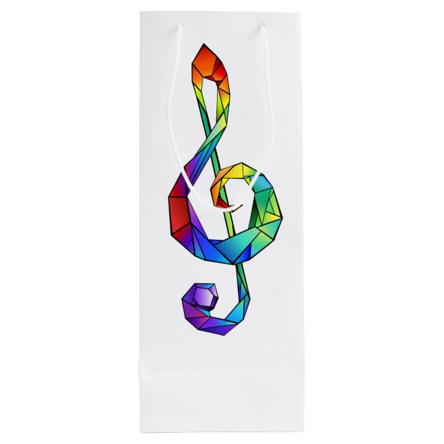 Rainbow musical key treble clef wine gift bag (Back)