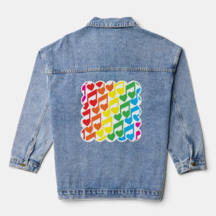 Rainbow Musical Notes Cute Pattern Denim Jacket