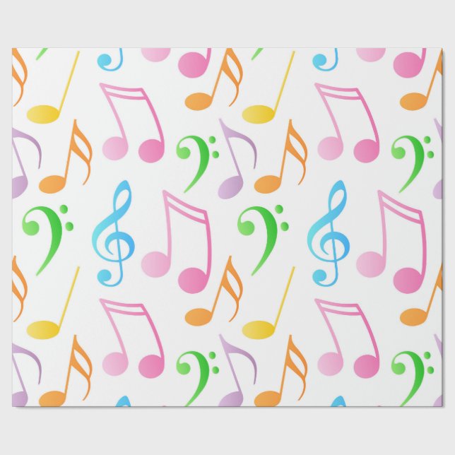 Rainbow Musical Notes Wrapping Paper (Seam)