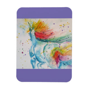Rainbow My Horse is a Unicorn Watercolour Magnet