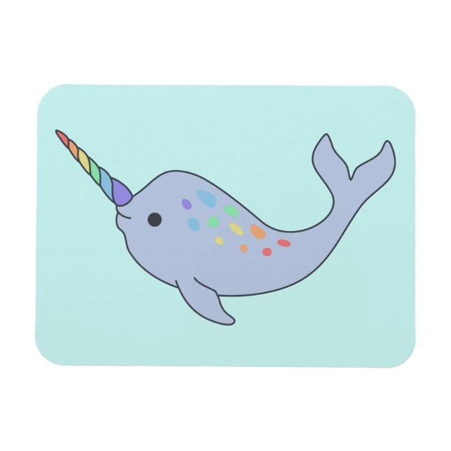 Rainbow Narwhal Magnet (Horizontal)