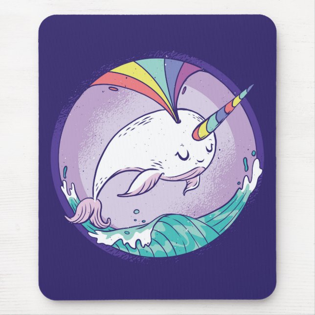 Rainbow Narwhal Mouse Mat (Front)