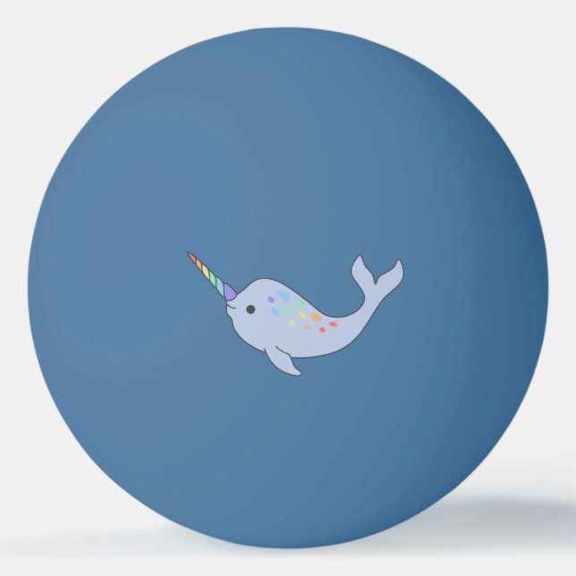 Rainbow Narwhal Ping Pong Ball (Front)