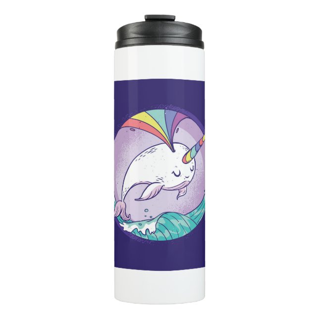 Rainbow Narwhal Thermal Tumbler (Front)