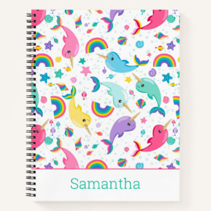 Rainbow Narwhal Under The Sea Girls Personalised N Notebook