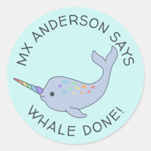 Rainbow Narwhal Whale Done Stickers