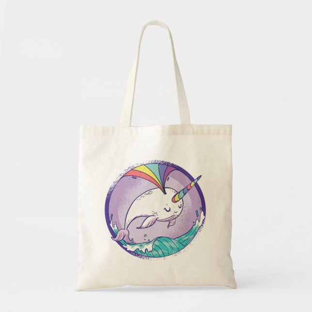 Rainbow Narwhale Tote Bag (Front)