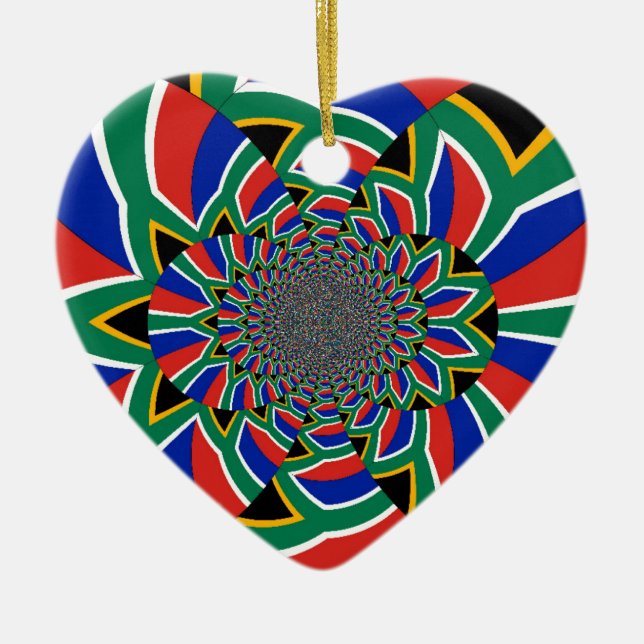 Rainbow Nation: Vibrant South Africa Art Print Ceramic Tree Decoration (Front)