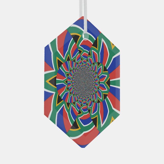 Rainbow Nation: Vibrant South Africa Art Print Glass Tree Decoration (Front Right)
