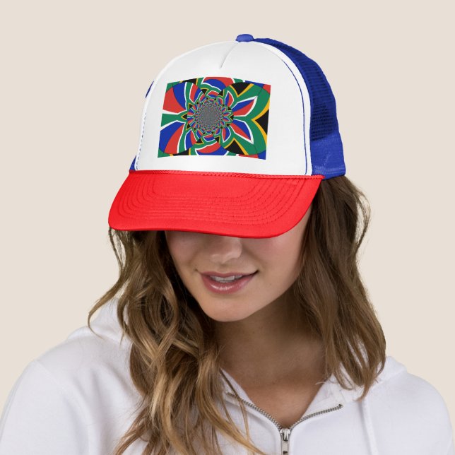 Rainbow Nation: Vibrant South Africa Art Print Trucker Hat (In Situ)