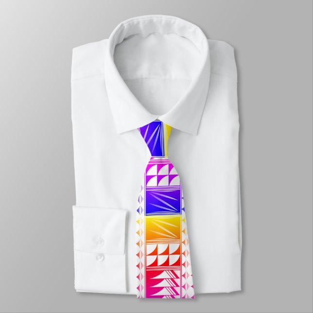 Rainbow Native Feather Blessings Tie (Tied)