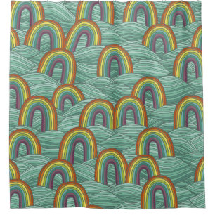 Rainbow Nature: Hand-Drawn Vintage Composition Shower Curtain
