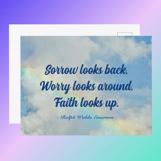 Rainbow Nature Poetry Emerson Faith Quote Postcard