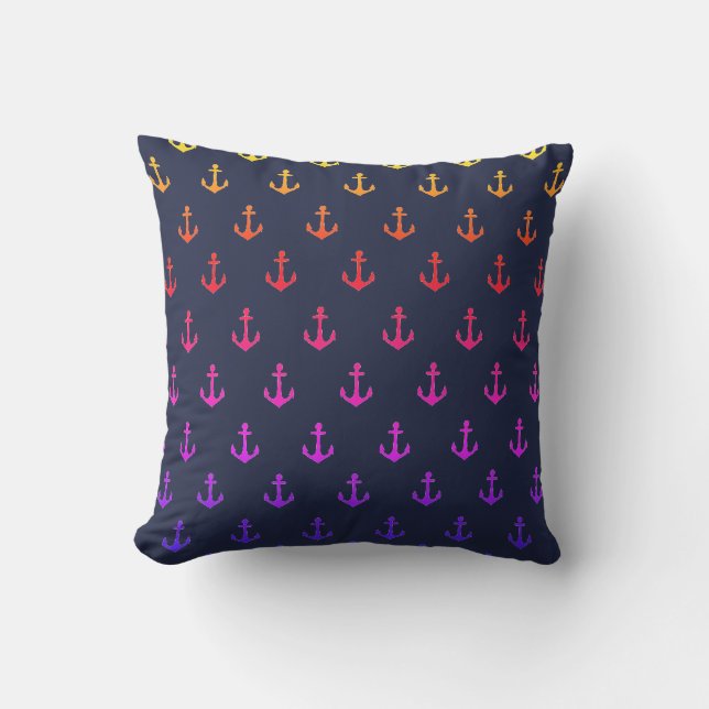Rainbow Nautical Anchors Pattern Cushion (Front)