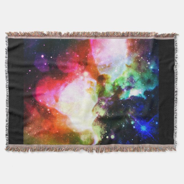 Rainbow Nebula Galaxy Throw Blanket (Front)
